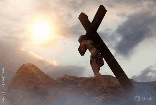 Jesus Carrying Cross On Hill GIF