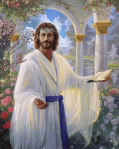Smiling Jesus Christ Holding A Bible GIF
