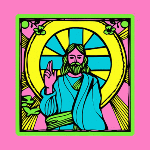 Jesus Christ Neon Colors Trinity Blessing GIF