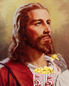Jesus Christ Eating Popcorn Meme GIF