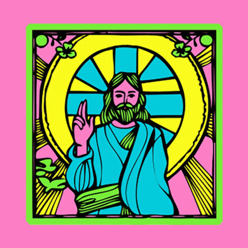 Jesus Christ Neon Colors Trinity Blessing GIF