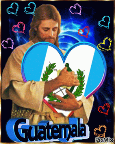 Jesus Holding Heart with Guatemala