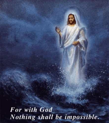 Jesus in Ocean With God Nothing Impossible