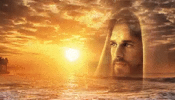 Jesus in Water with Sun
