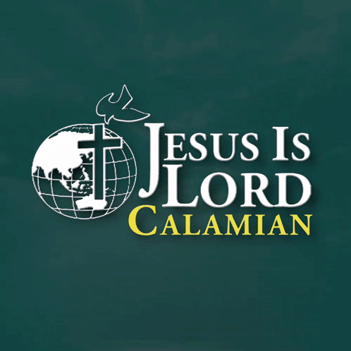 Jesus Is Lord Calamian Logo With A Globe And Cross GIF