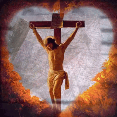 Jesus On Cross Heart Silhouette GIF