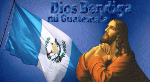 Jesus Praying Before Flag Saying Dios Bendiga