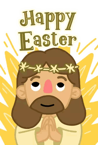 Jesus with Crown of Thorns Says Happy Easter