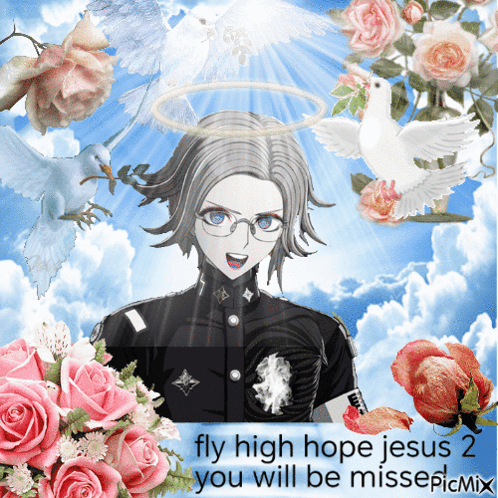 Jesus With Roses And Doves Fly High Hope GIF