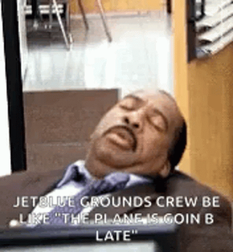Jet Blue Security Sleeping Stanley The Office GIF