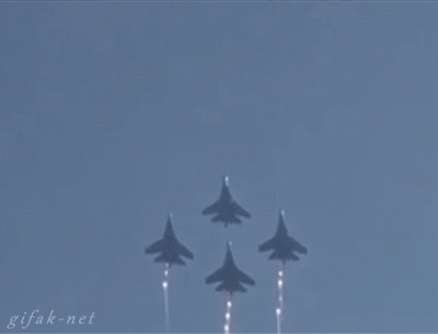 Jet Colored Trail Amazing Aerobatics Show GIF