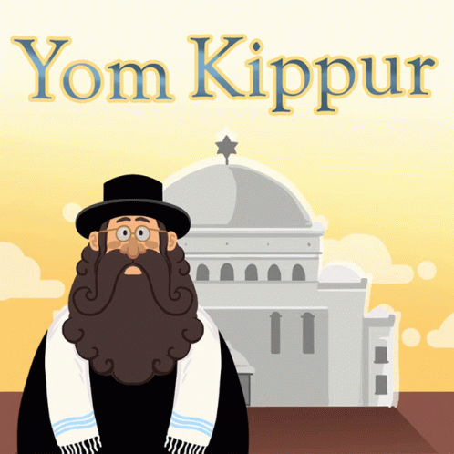 Jewish Man in Front of Building Saying Yom Kippur