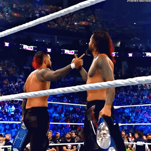Jey Uso And Roman Reigns Pointing Up GIF