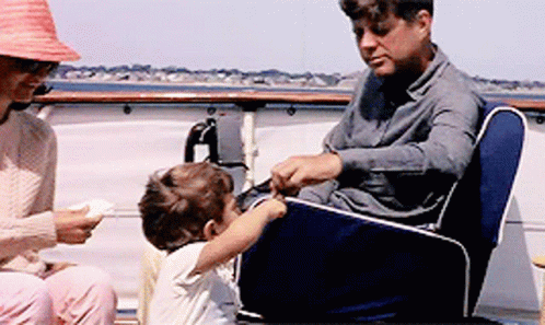 Jfk Being Happy In A Boat GIF