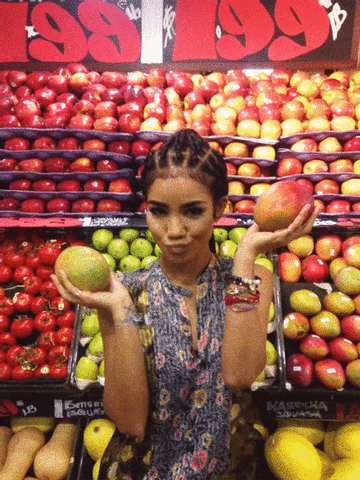 Jhene Aiko Holding Fruits GIF