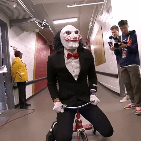 Jigsaw Killer Riding Scooter In Nba GIF