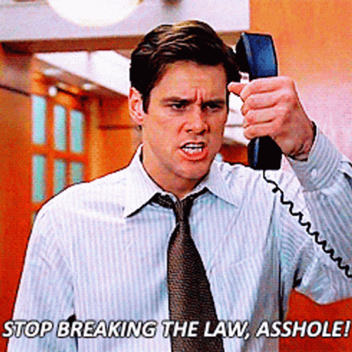 Jim Carey's Shouting Stop Breaking The Law GIF