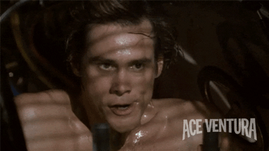 Jim Carrey Sweating Profusely In Movie Ace Ventura GIF