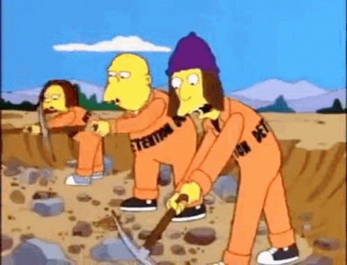 Jimbo Dolph Kearney Working Like Slave The Simpsons GIF