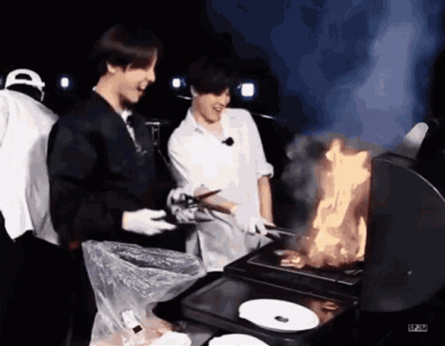 Jimin BTS Fire Grill Bbq Party GIF