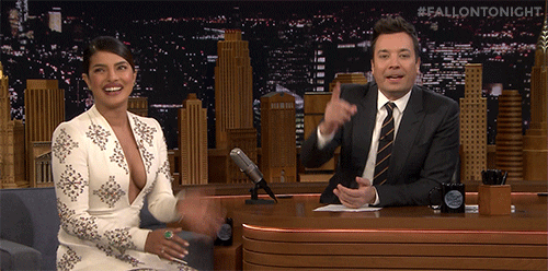 Jimmy Fallon And Priyanka Copra Smile And Wave GIF