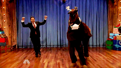 Jimmy Fallon Dancing With Horse GIF
