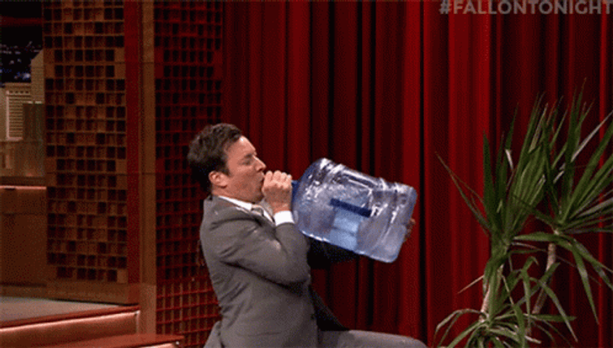 Jimmy Fallon Drinking Water On Jug GIF