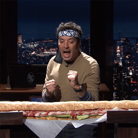 Jimmy Fallon Karate Chop Cut Sandwich GIF