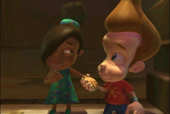 Jimmy Neutron Holding Hands With Libby Folfax GIF