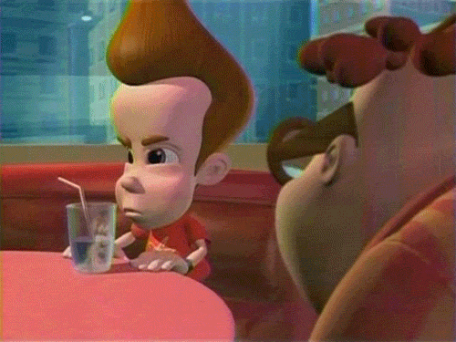 Jimmy Neutron Sitting In Table With Carl Wheezer GIF
