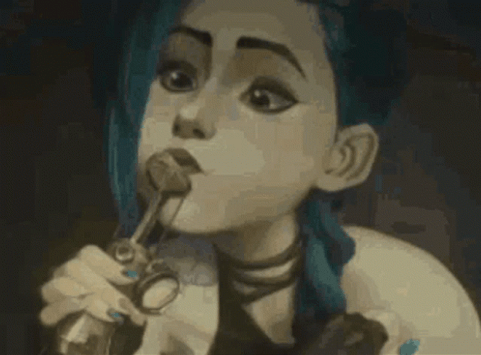 Jinx Arcane Blowing GIF