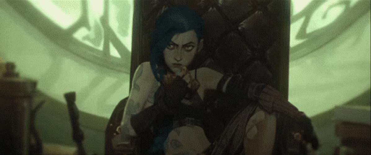 Jinx Arcane Wearing Gas Mask GIF