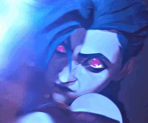 Jinx From Arcane Blue Hair Red Eyes GIF