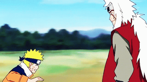Jiraiya Guiding Naruto GIF