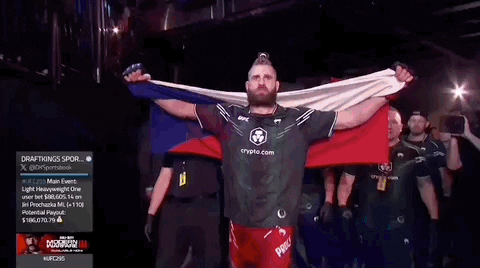 Jiri Prochazka Flexing His Flag GIF