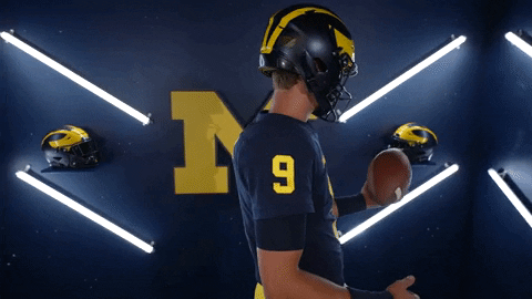 Jj Mccarthy Holding Football GIF