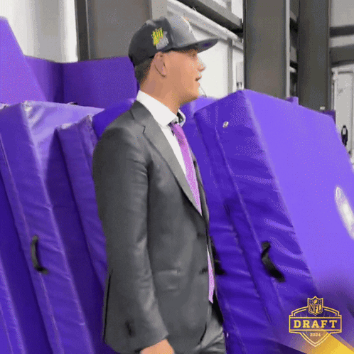 Jj Mccarthy Wearing Suit At Nfl Draft 2024 GIF