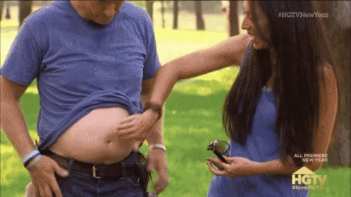 Joanna Gaines Touching Chip’s Belly GIF