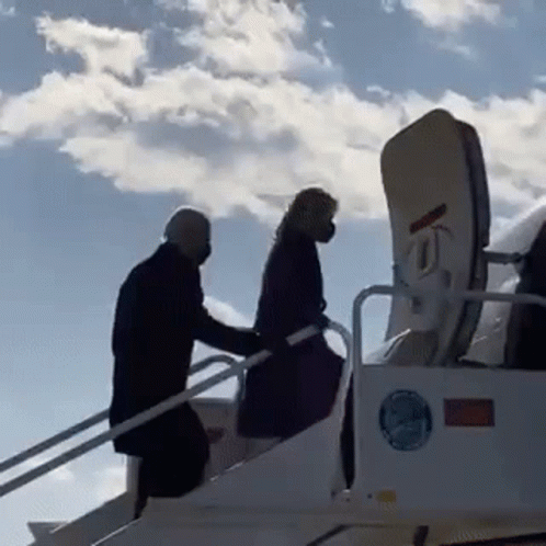 Joe Biden Falling Boarding Plane Wave GIF