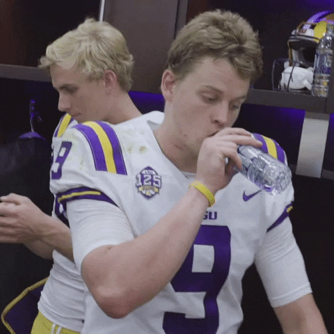 Joe Burrow Player Of Ed Orgeron Dringking Water GIF