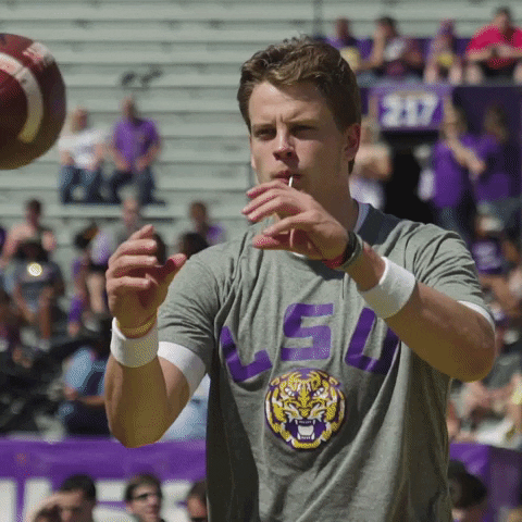 Joe Burrow Player Of Ed Orgeron Throwing Ball GIF