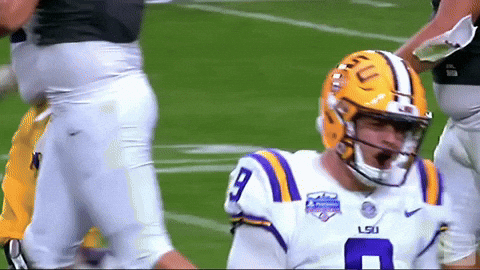Joe Burrow Under Ed Orgeron Shouting GIF