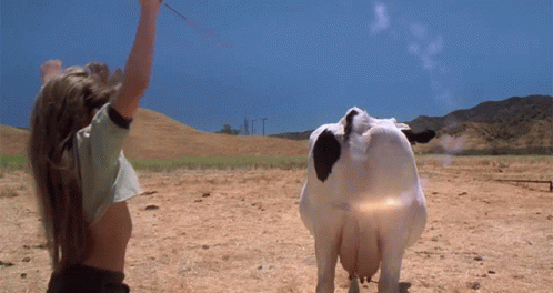 Joe Dirt Kid Playing Cow's Tail GIF