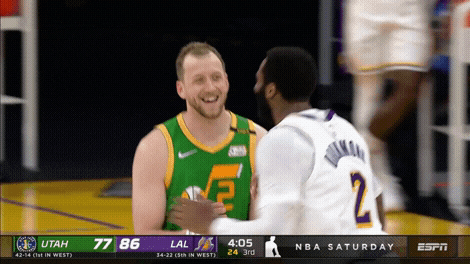 Joe Ingles Laughing With Opponent GIF