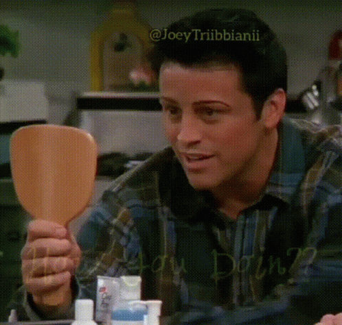 Joey How You Doin Mirror Smile GIF