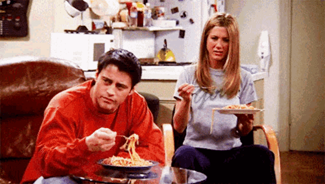 Joey Tribbiani Eating Pasta GIF