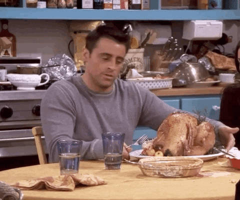 Joey Tribbiani Turning The Turkey GIF