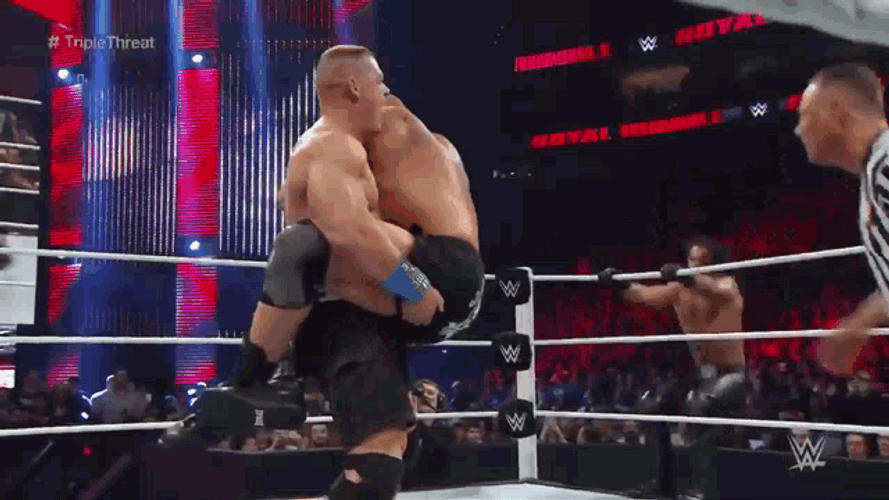 John Cena Vs Lesnar Vs Rollins GIF