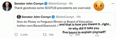 John Cornyn Tweet Thank Goodness Some SCOTUS Precedents Are Overruled