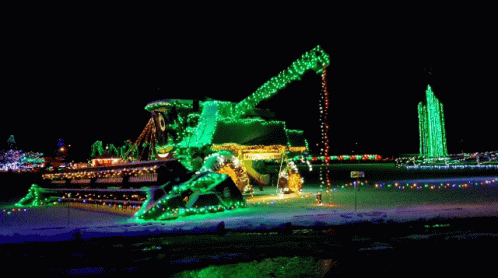 John Deere Combine Harvester With Green Lights